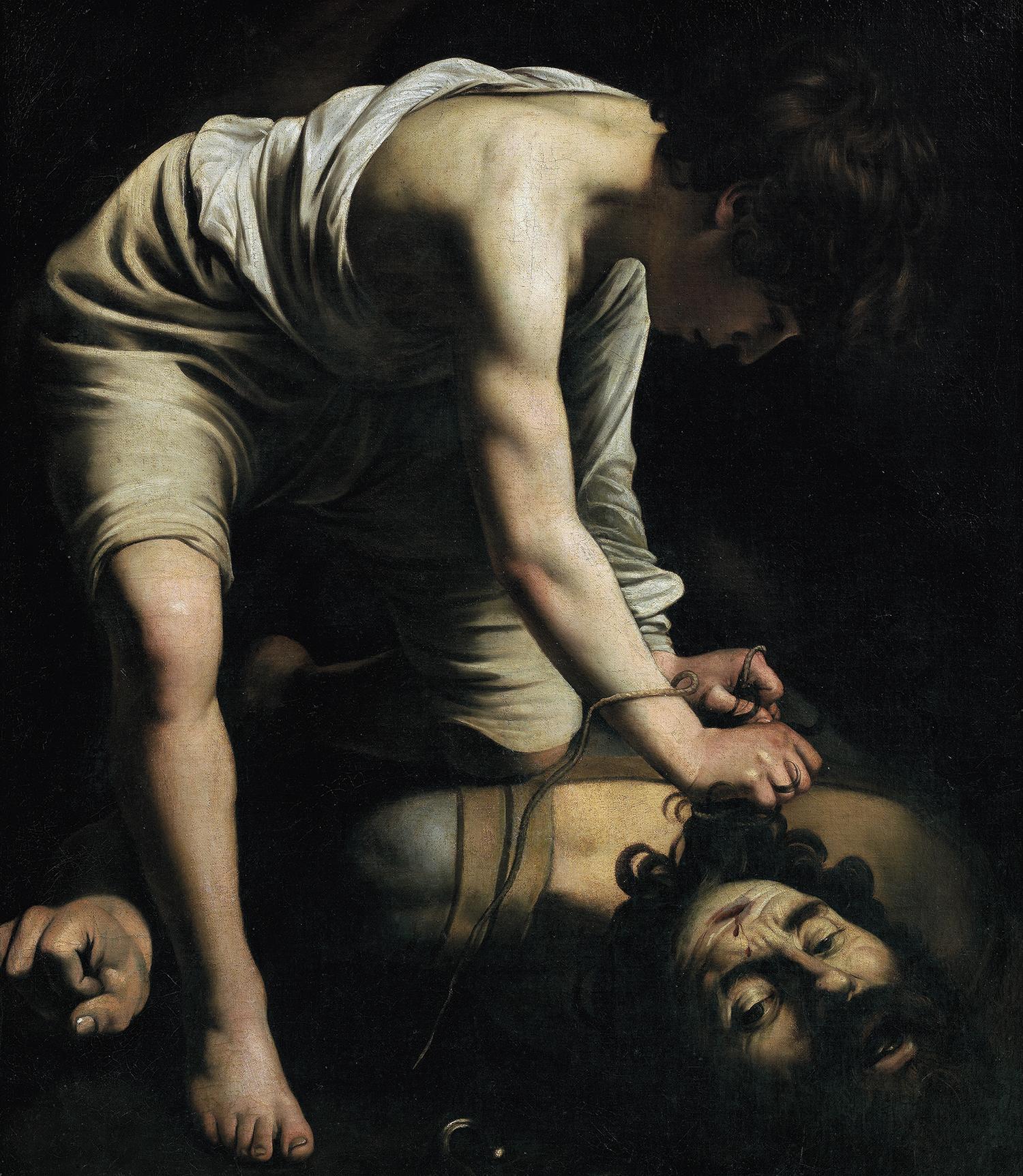 Caravaggio: Dávid a Goliáš. Olej na plátne, 1600.