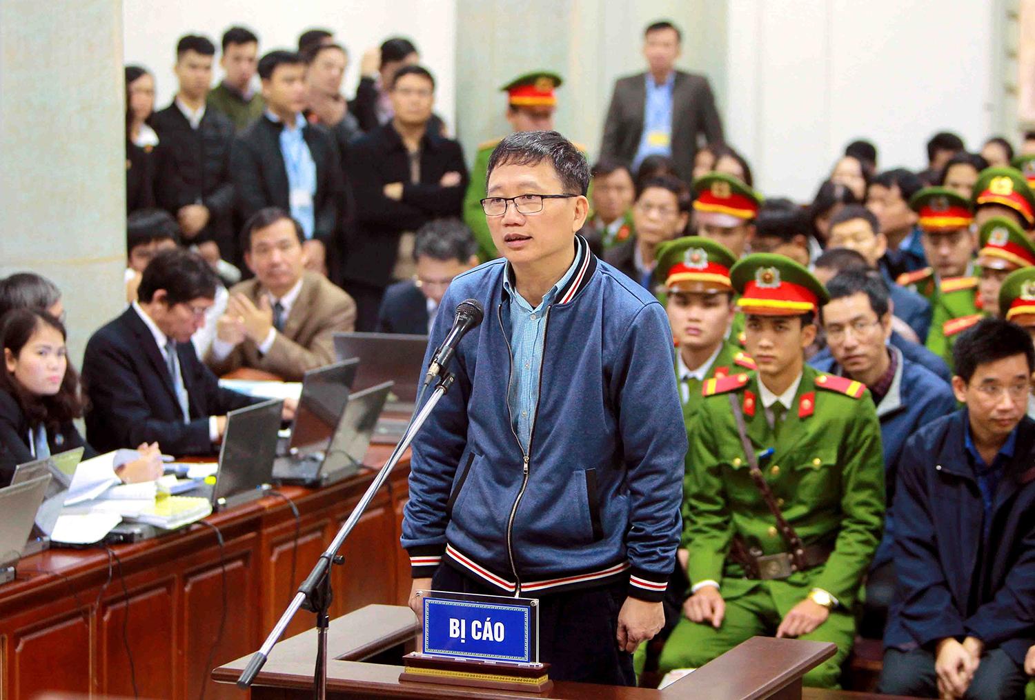 8. január 2018 Hanoj, Vietnam: Trinh Xuan Thanh vypovedá pred súdom, kde čelí obvineniam z korupcie.