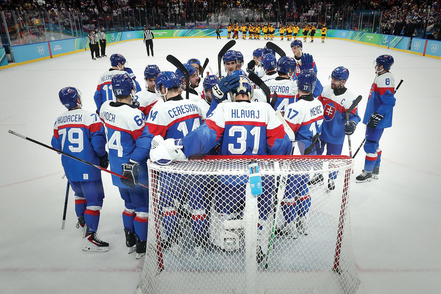 18. február 2026, Miláno: Slovenskí hokejisti postúpili výhrou 6:2 nad Nemeckom do boja o medaily.