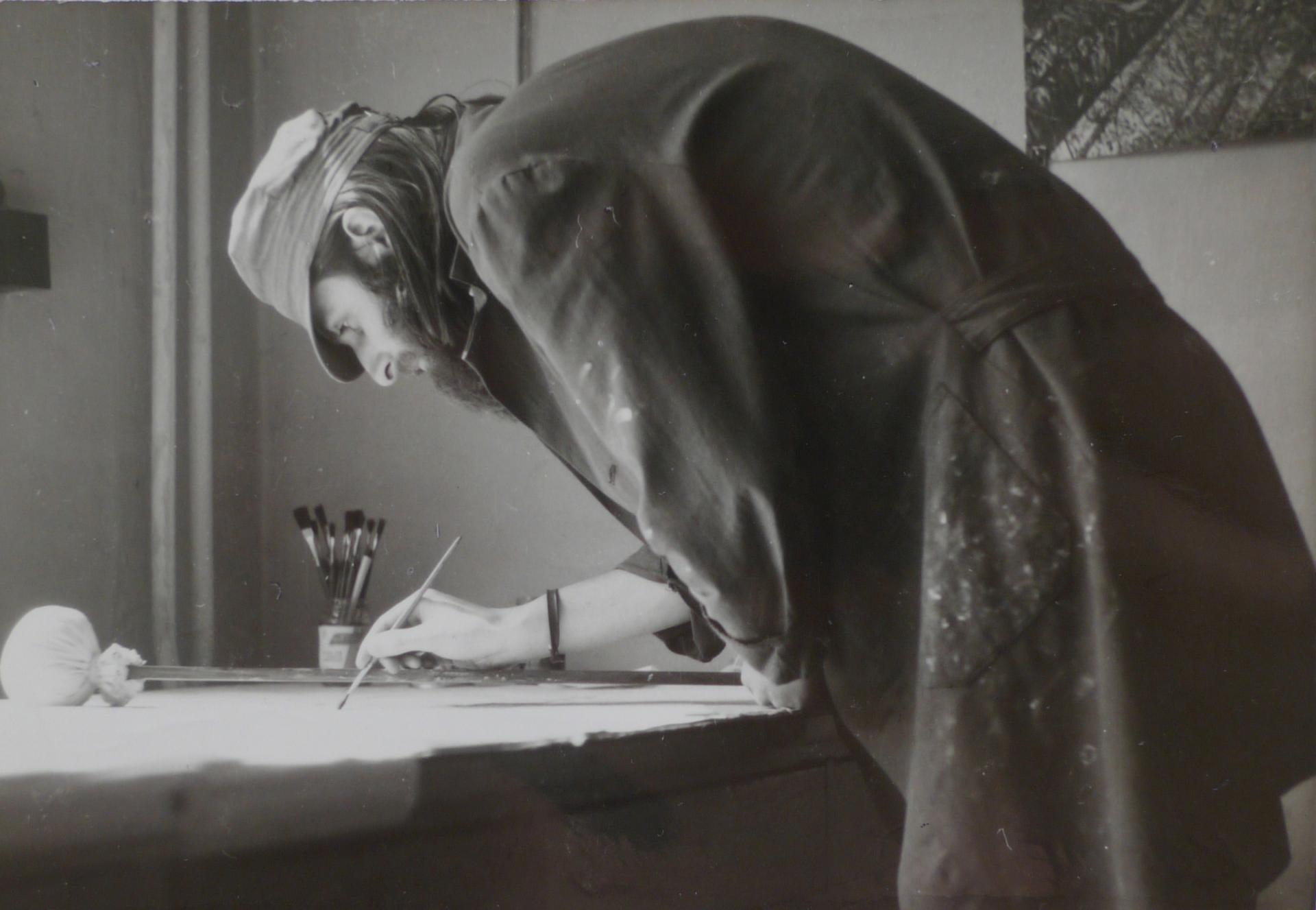 1986: Dušan Lupták ako písmomaliar.