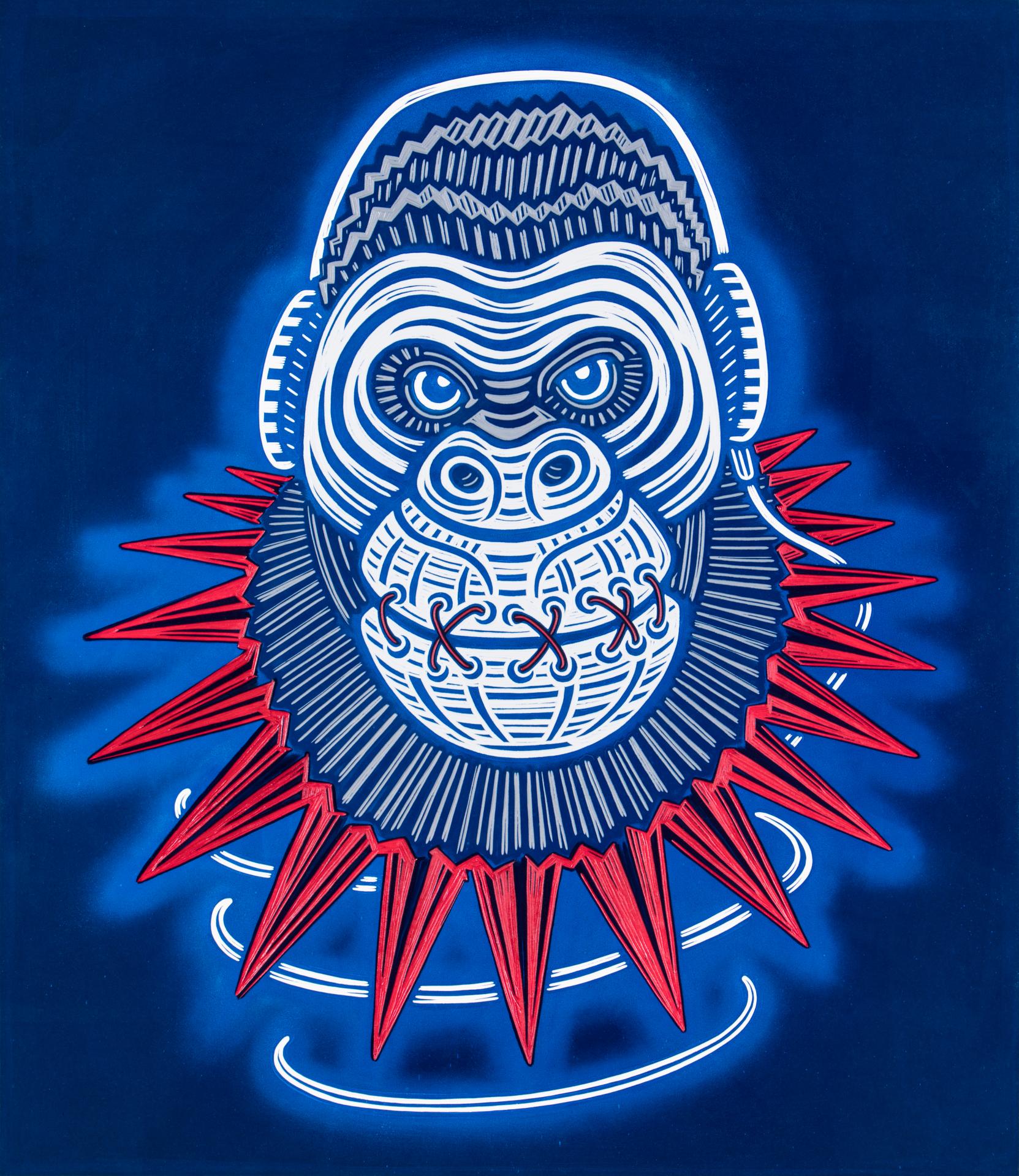 „Gorila“ (2005-2006), Matúš Maťátko, 2018-2019, drevený reliéf.