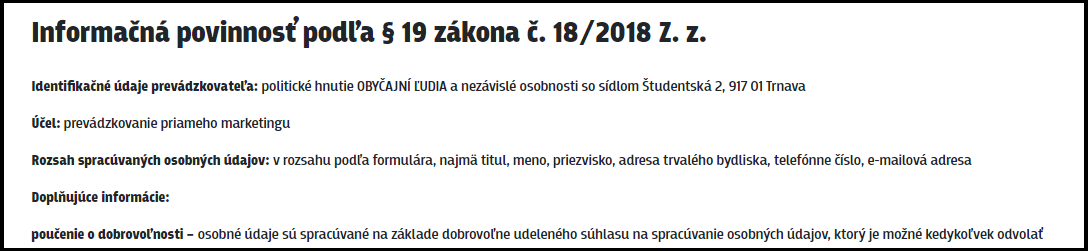 Pôvodné znenie podmienok ochrany osobných údajov