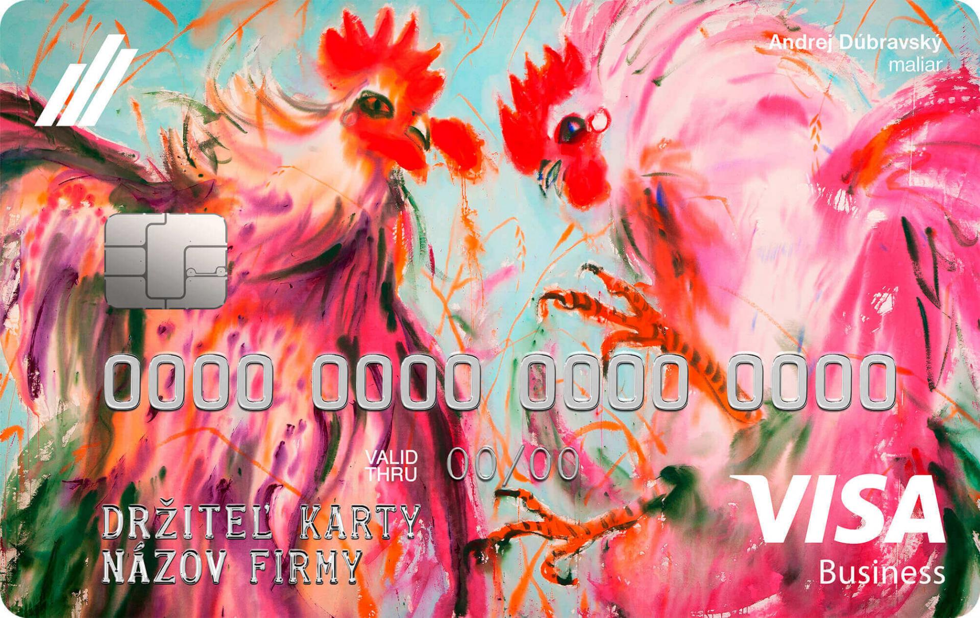 Nová firemná kreditná karta VISA štandard odkazuje na dielo Dva kohúty v poli od Andreja Dúbravského