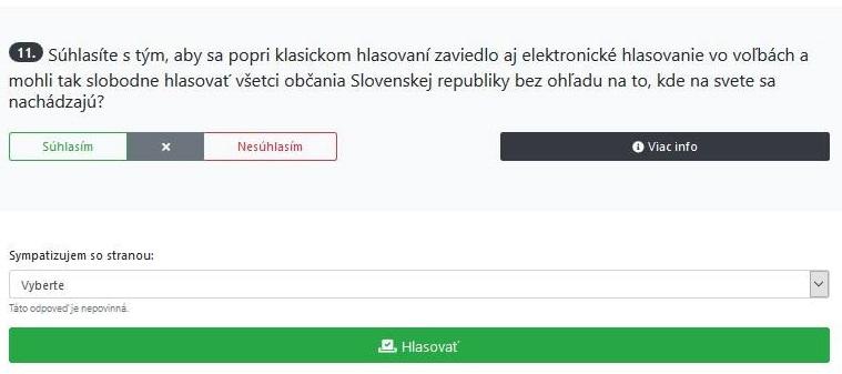 V závere ankety je otázka, s akou stranou respondent sympatizuje