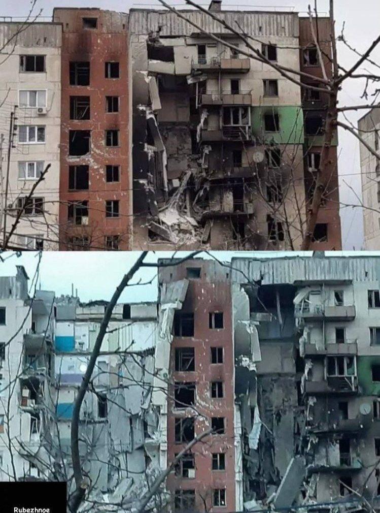 Obytná oblasť v Luhanskom regióne po ruskom ostreľovaní