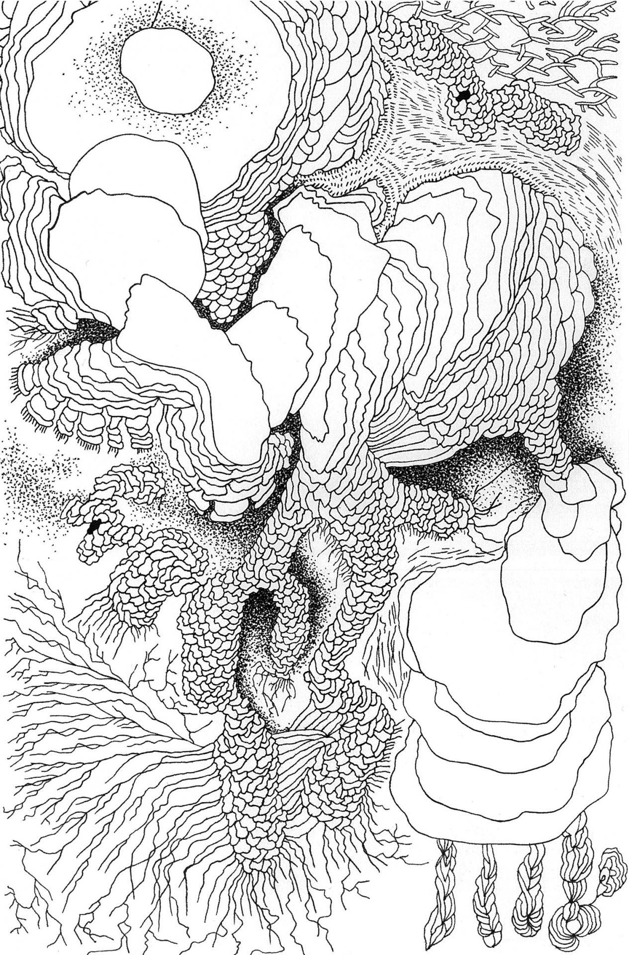 Ivana Filkorová: K počiatku, 2013, kresba perom.