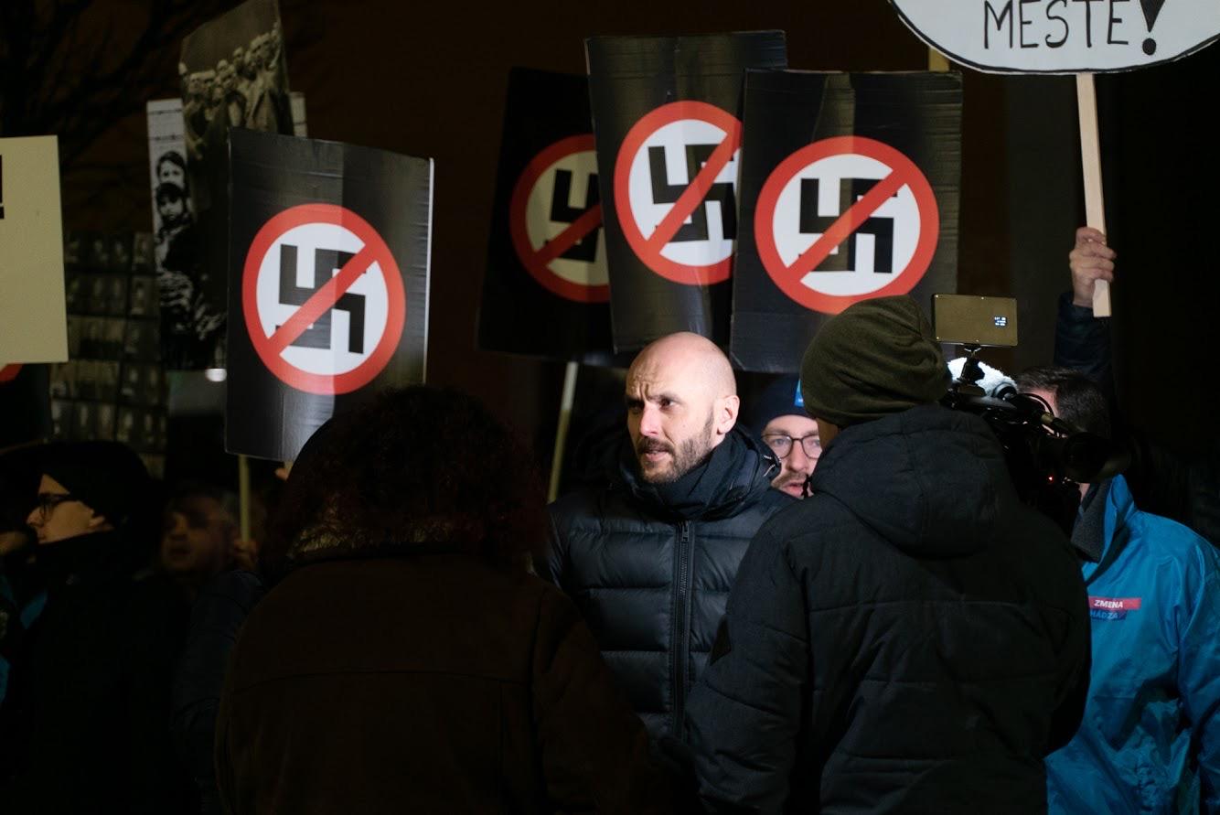 Michal Truban na protifašistickom stretnutí.
