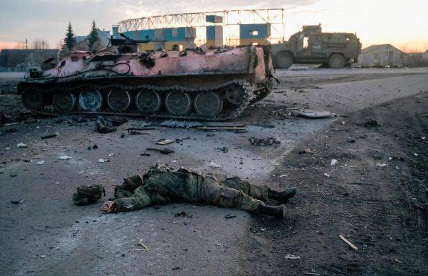 Charkov, zničený ruský tank