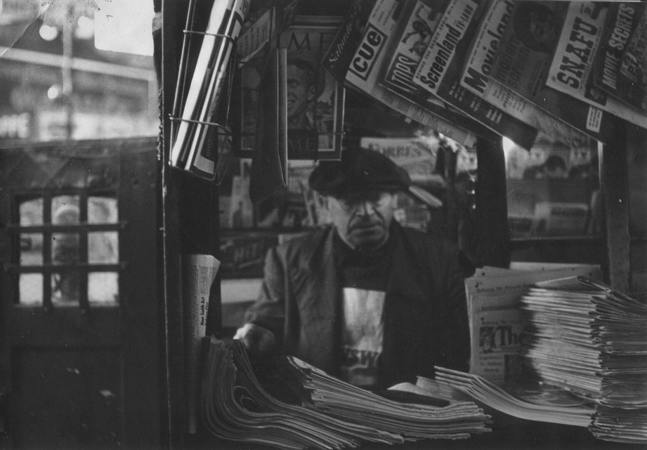 Novinový stánok, New York, päťdesiate roky