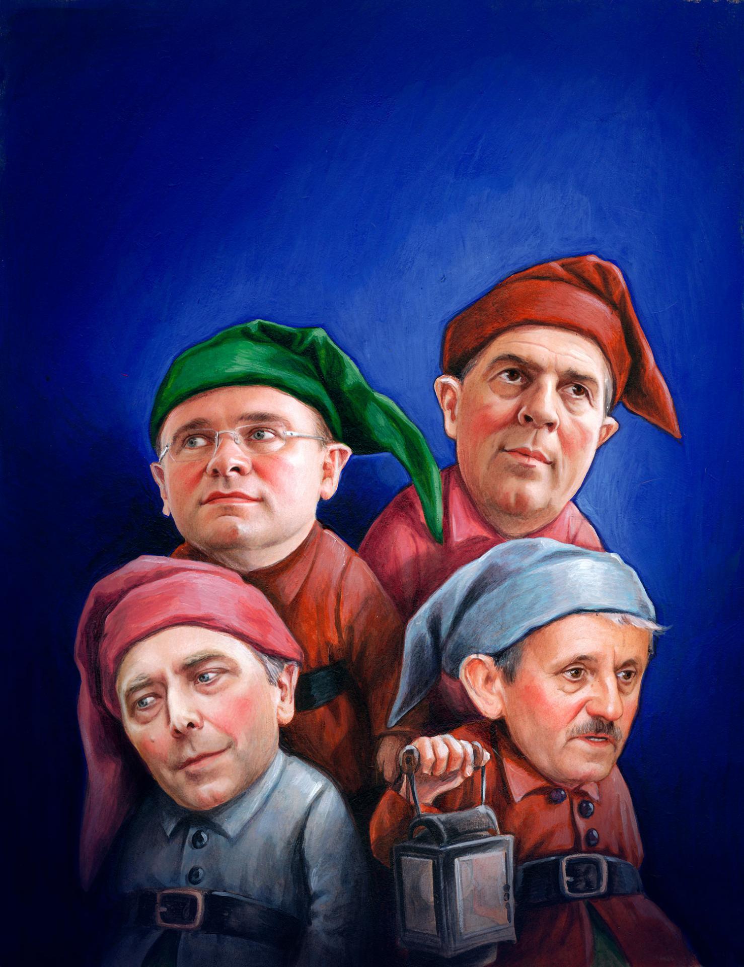 1. február 2010: Záchrancovia Slovenska? Budúci koaliční partneri Richard Sulík, Béla Bugár, Ján Figeľ a Mikuláš Dzurinda.