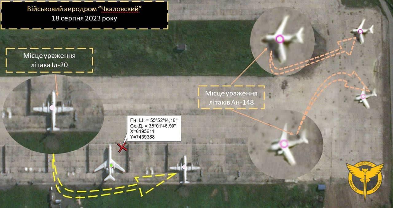 Poškodené lietadla na ruskom letisku.