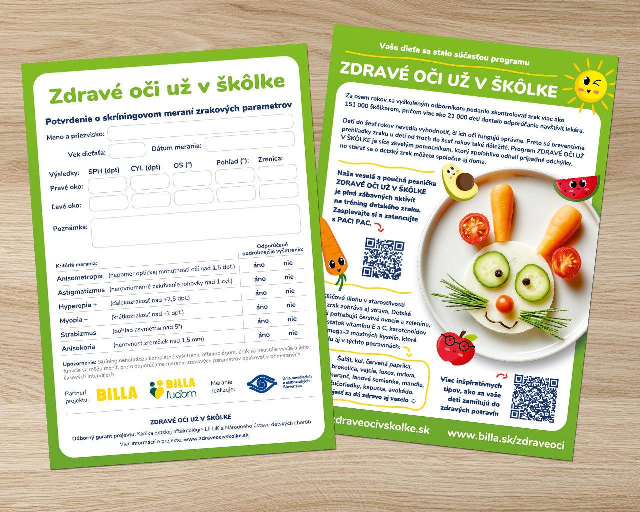 Zdravé oči už v škôlke – certifikát pre rodičov.