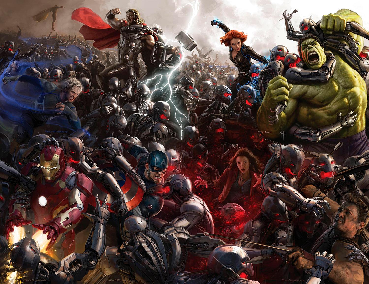 Marvelovskí hrdinovia na plagáte k filmu Avengers: Age of Ultron, 2015, ktorý nakrútil natočil režisér a scenárista Joss Whedon.