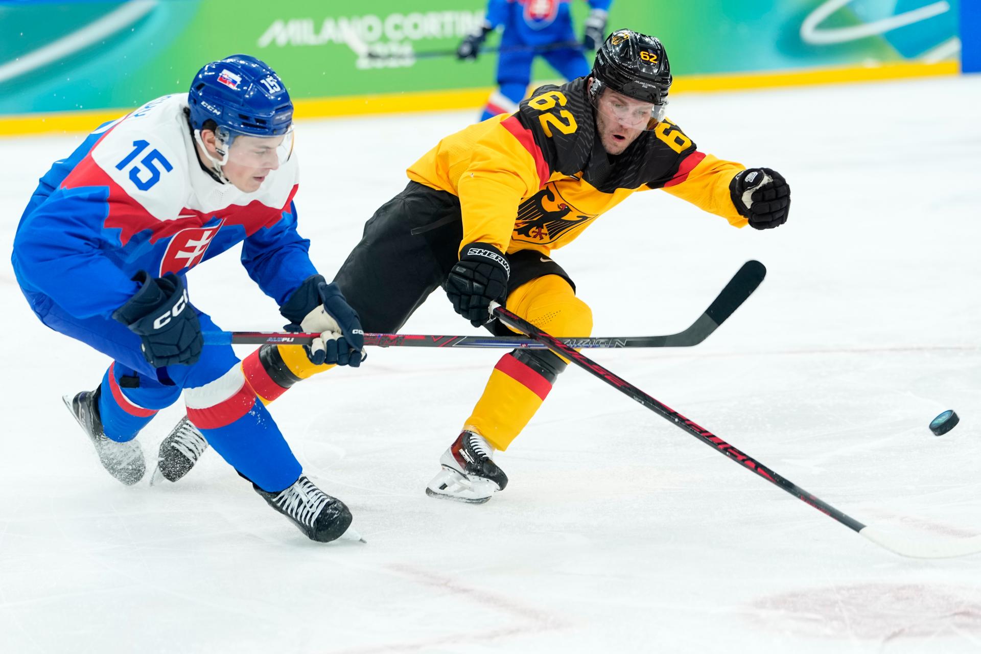 Dalibor Dvorský počas zápasu s Nemeckom, 18. 2. 2026