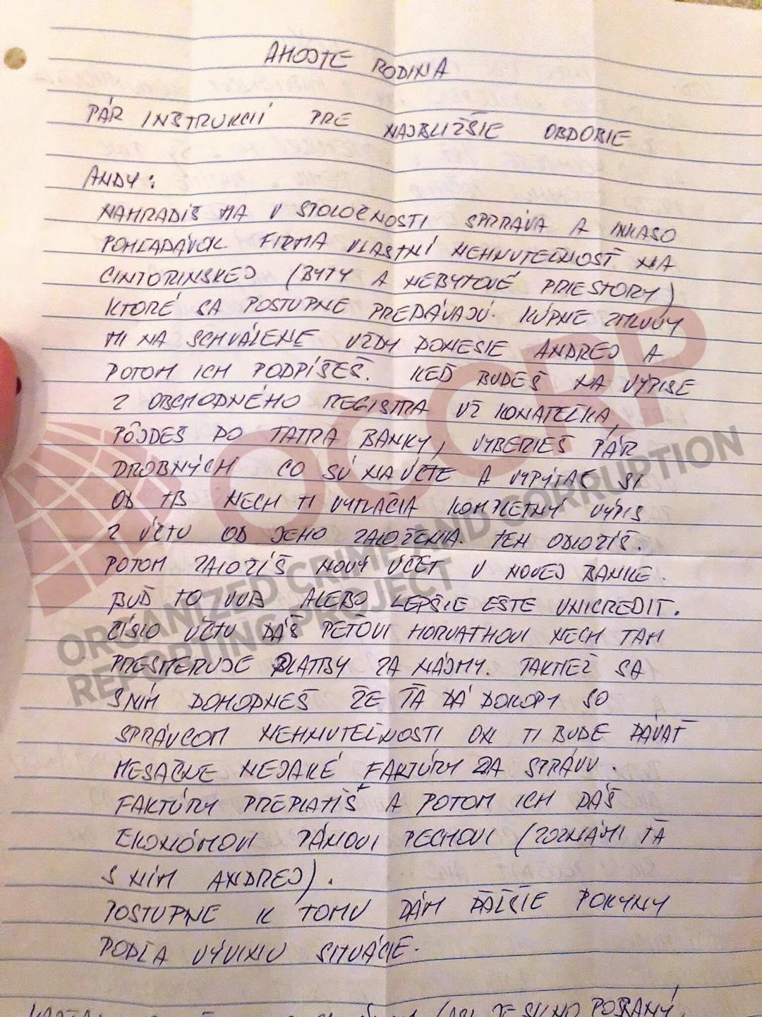 Nový nájdený „moták“, ktorý poslal z väzby Marian Kočner svojej rodine. Dcéru inštruuje, ako má prebrať vlastníctvo majetkov na Cintorínskej v Bratislave.