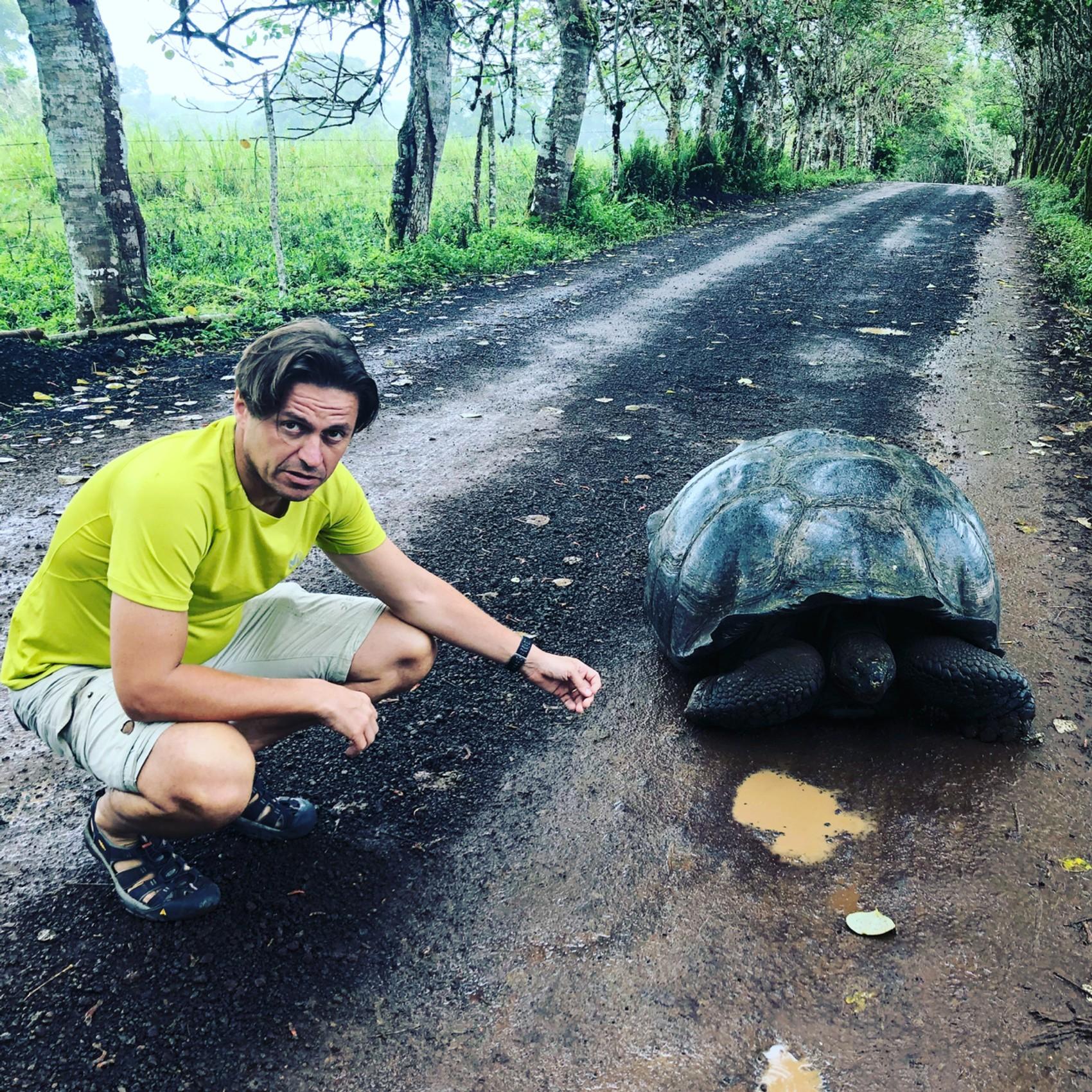 Dopravná zápcha na Galapágoch.