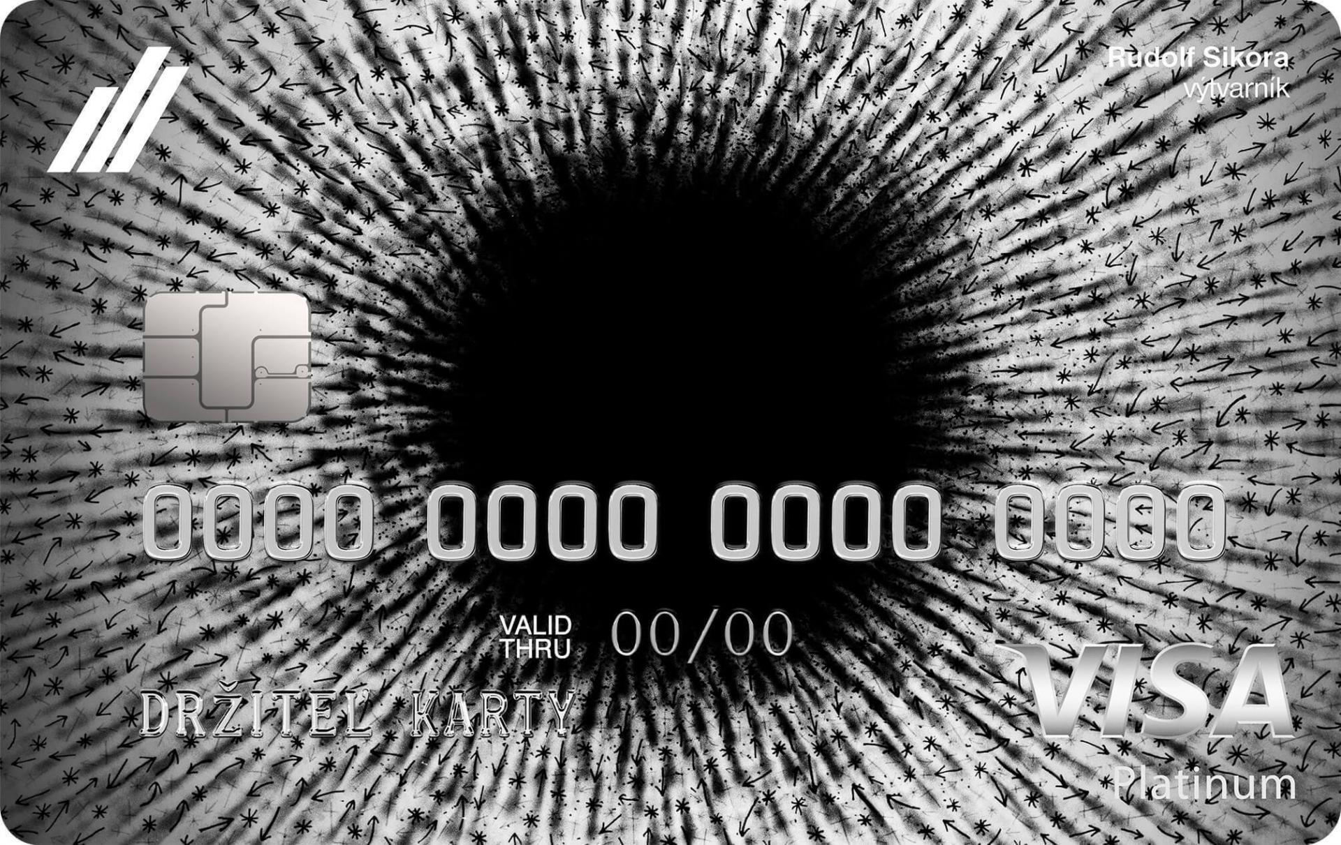 Nová kreditná karta VISA Platinum znázorňuje motívy diela Sústredenie energie (Čierna diera) od Rudolfa Sikoru