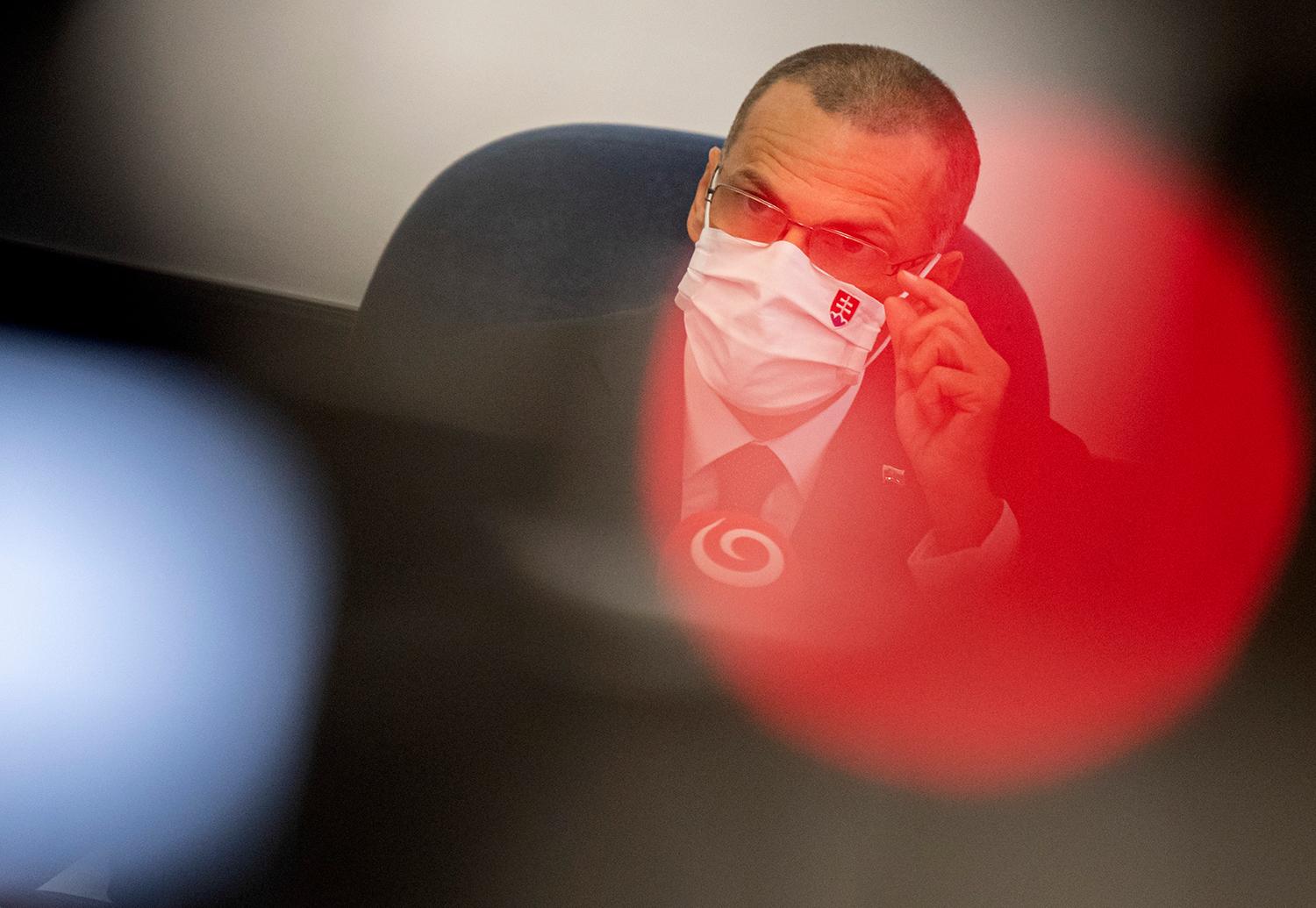 2. september 2021 Bratislava: Generálny prokurátor SR Maroš Žilinka počas tlačovej konferencie o prepustení exriaditeľa Slovenskej informačnej služby Vladimíra Pčolinského.