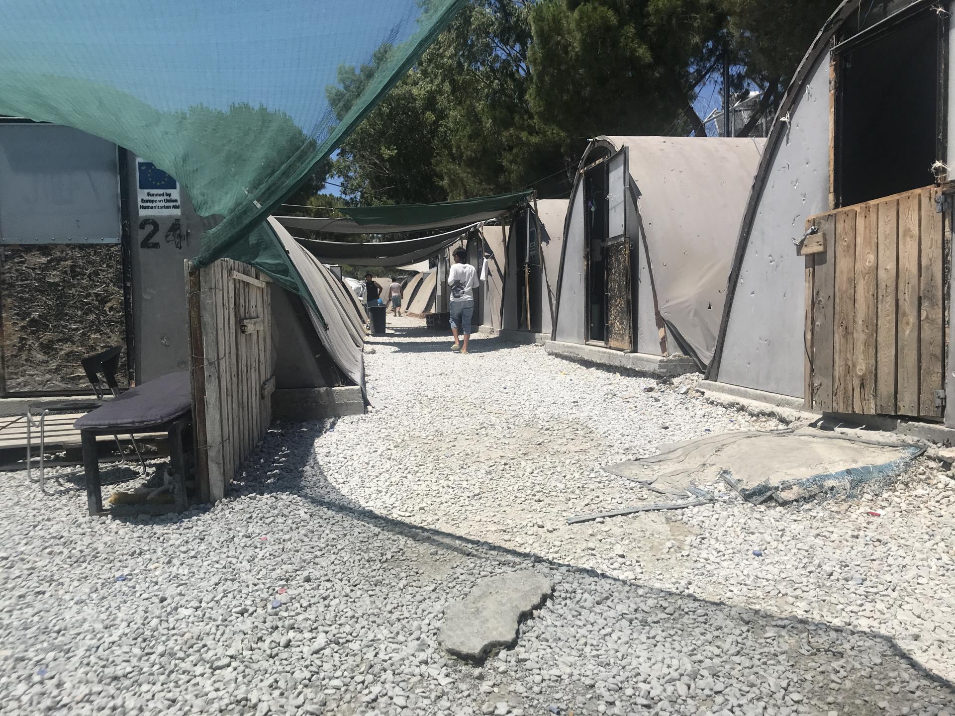 Pohľad do najväčšieho gréckeho utečeneckého tábora Moria na ostrove Lesbos.
