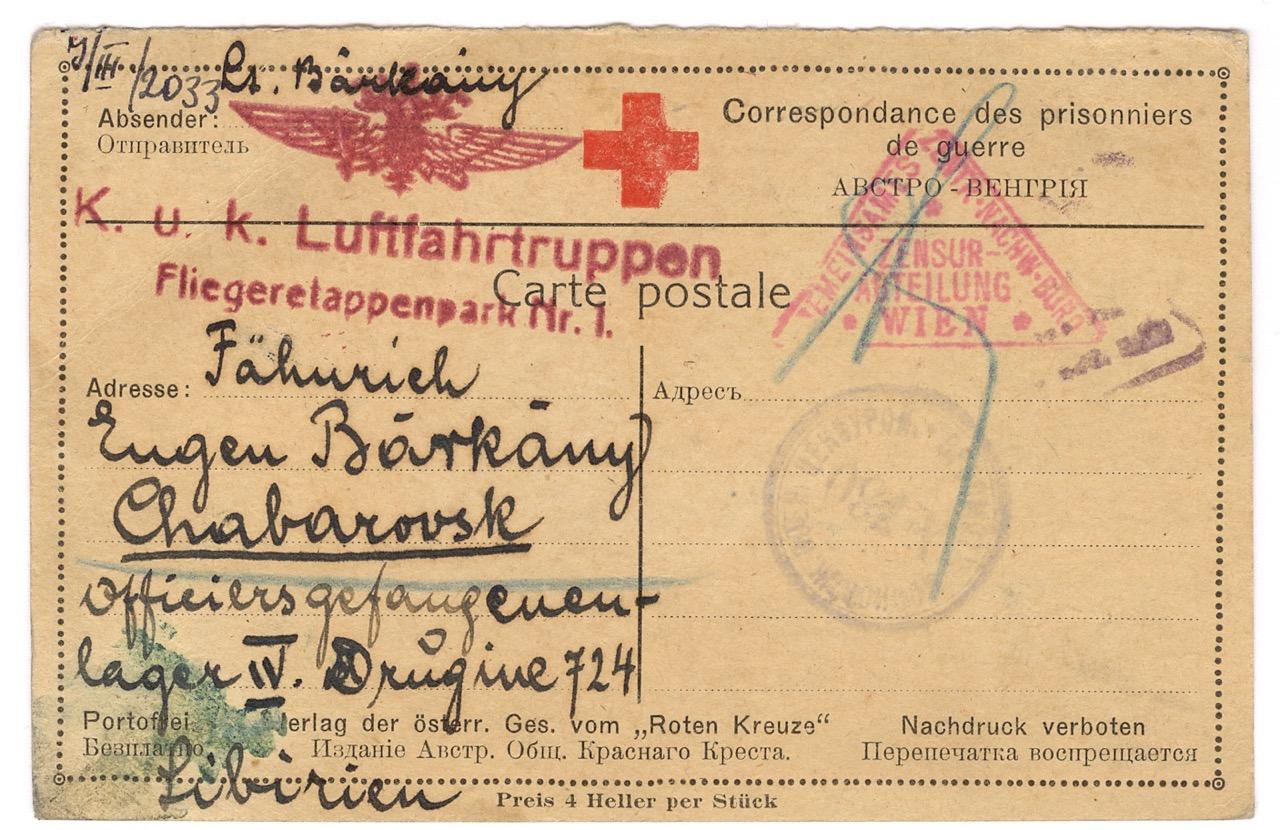 Korešpondenčný lístok zajateckej pošty.