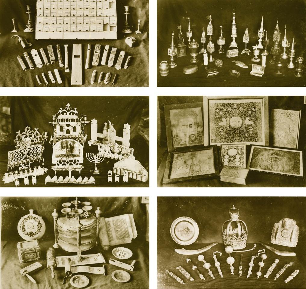 Zbierkové predmety prvého židovského múzea v Prešove na pohľadniciach.