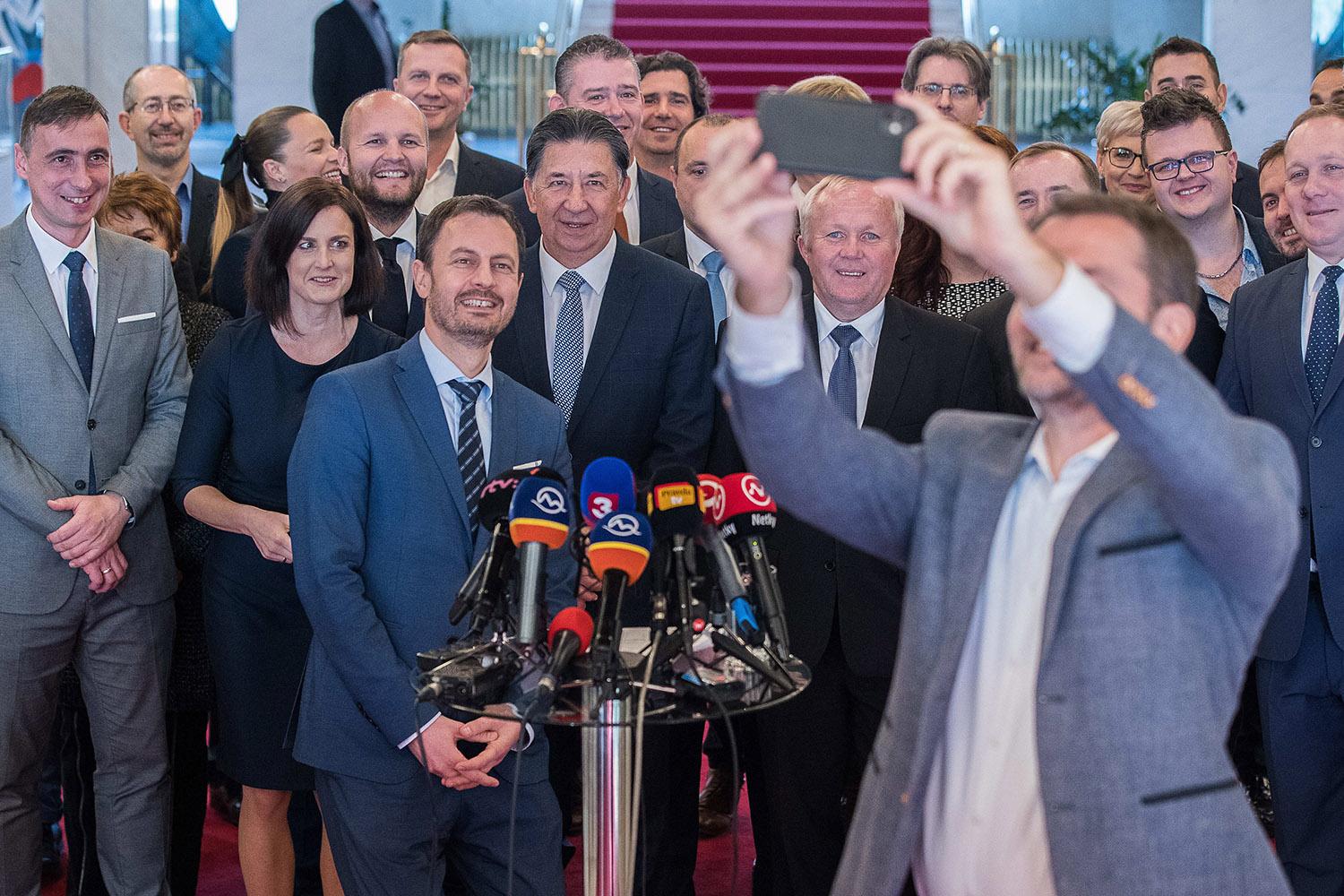 3. december 2019 Bratislava: Tlačovka hnutia OĽaNO, počas ktorej Igor Matovič predstavil kandidátku do parlamentných volieb v roku 2020.