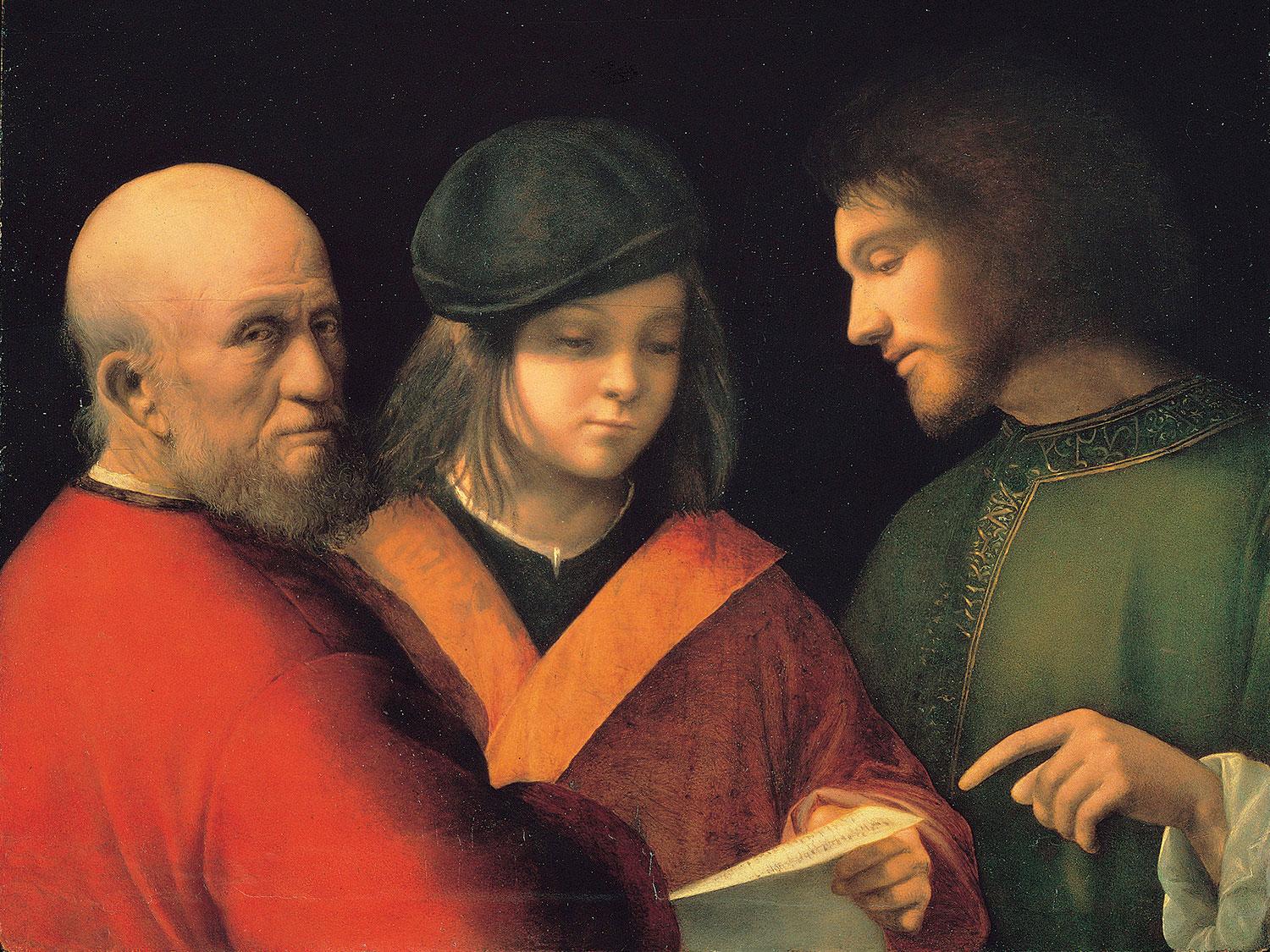 Giorgione: Tri veky človeka, 1500 – 1501. Vek a zobrazenie dospelého človeka sa u maliarov rôznili.