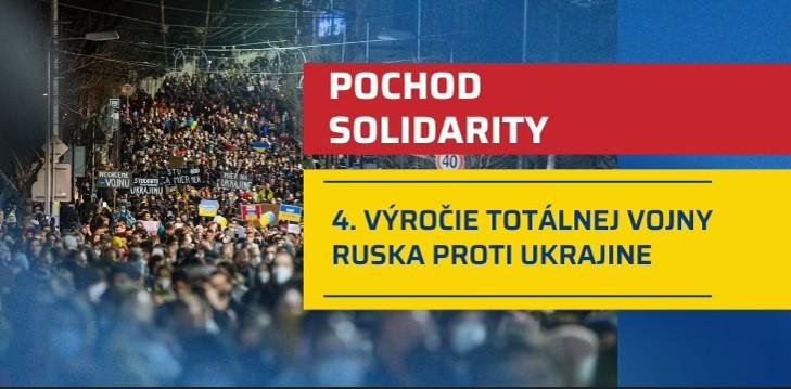 Sledujte Pochod solidarity v Bratislave k 4. výročiu totálnej vojny Ruska proti Ukrajine