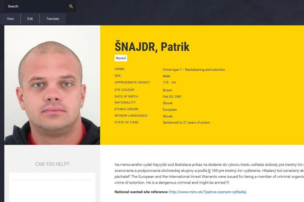 Zadržali medzinárodne hľadaného Slováka, bol odsúdený na 20 rokov väzenia