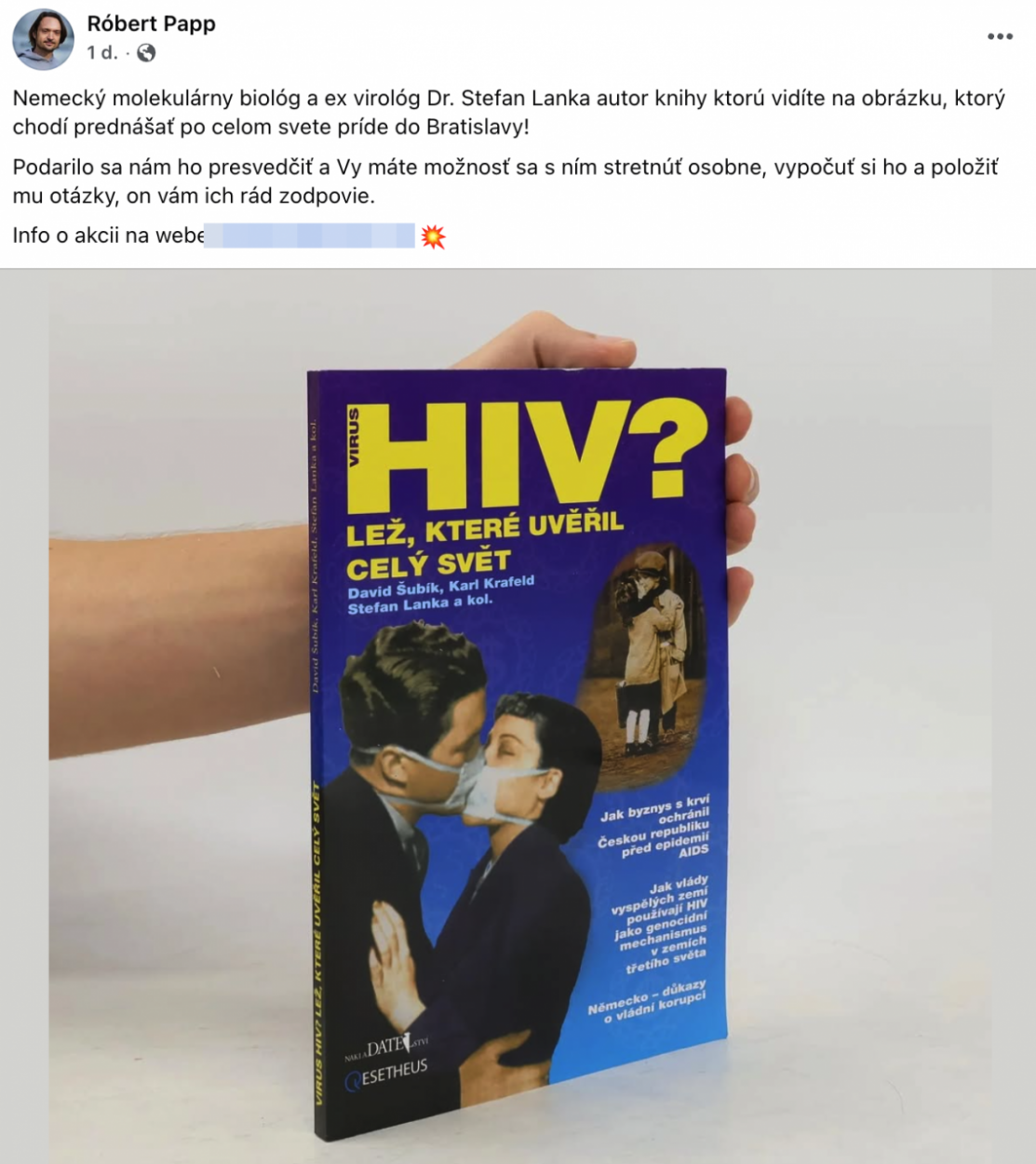 Robo Papp spochybňuje HIV/AIDS, údajne je podané trestné oznámenie