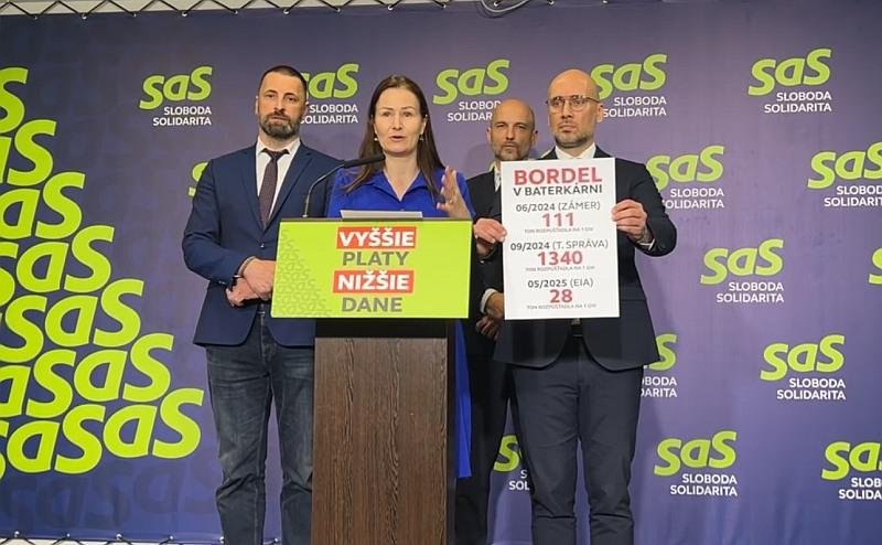 SaS kritizuje projekt baterkárne pri Šuranoch, chýbajú podľa nich povolenia aj odpovede