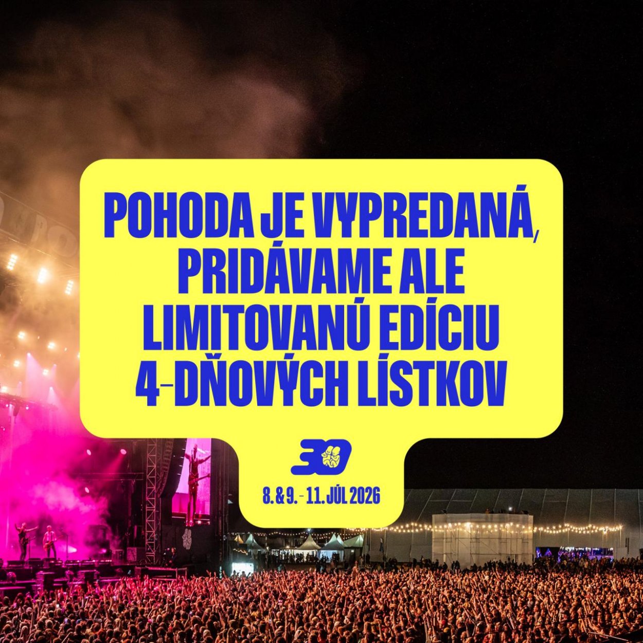 Pohoda vypredala 30-tisíc lístkov, navyšuje kapacitu o 10 %