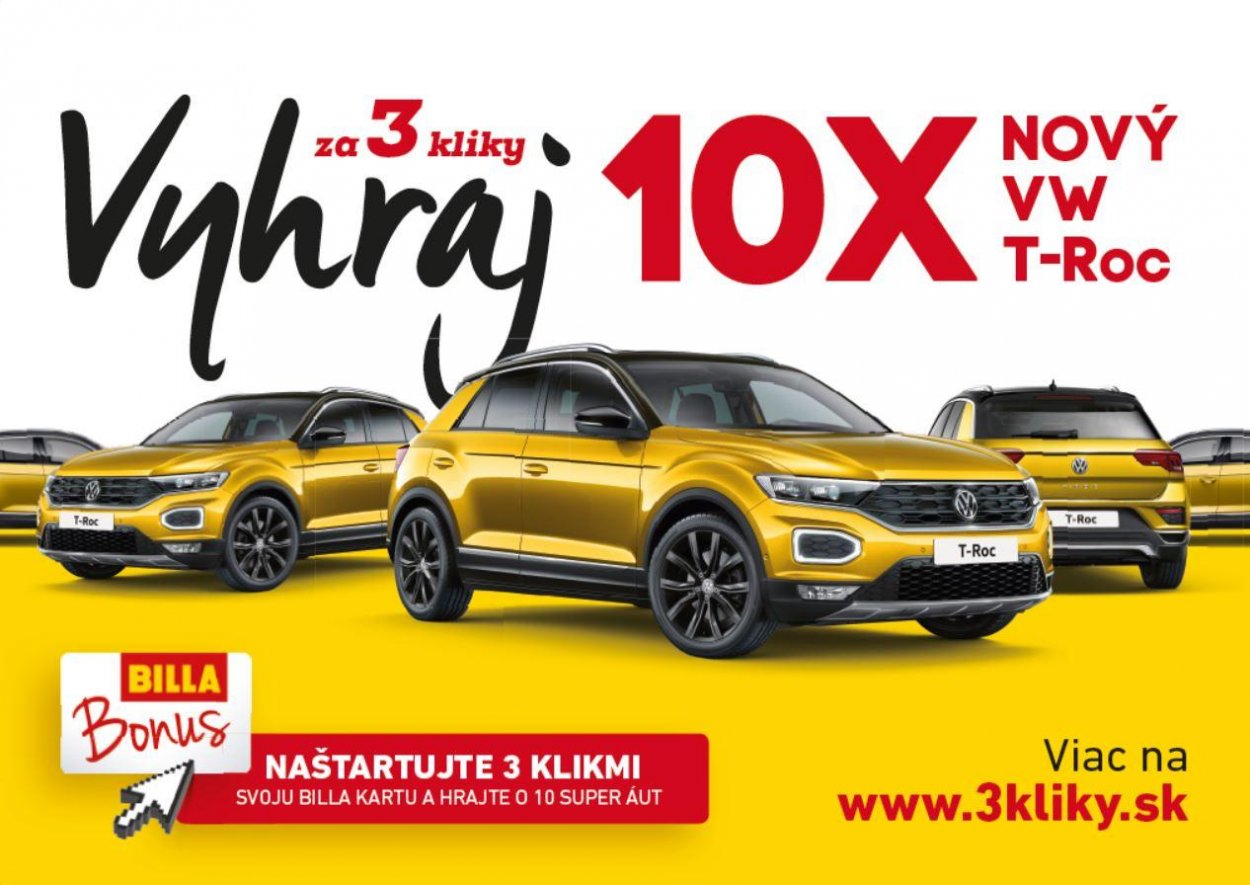 Starí aj noví zákazníci BILLA BONUS hrajú o autá za 3 kliky