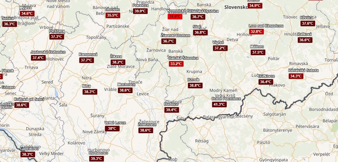 Na Slovensku padol opäť teplotný rekord, v Dolných Plachtinciach namerali 42,2 °C