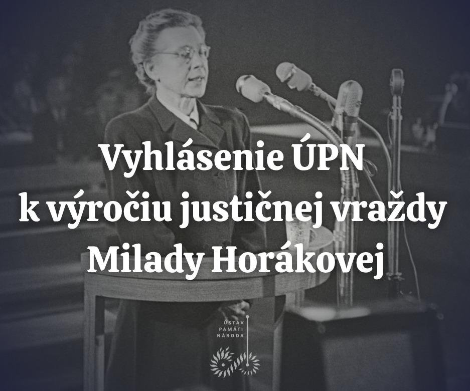 Vyhlásenie ÚPN k výročiu justičnej vraždy Milady Horákovej
