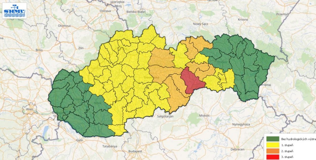 SHMÚ očakáva na Slovensku rekordné hodnoty zrážok aj vzostup hladín