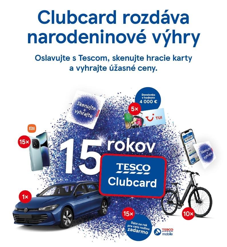 Tesco Clubcard oslavuje 15. narodeniny, zákazníkov odmení za ich vernosť