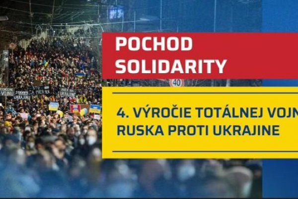 Sledujte Pochod solidarity v Bratislave k 4. výročiu totálnej vojny Ruska proti Ukrajine