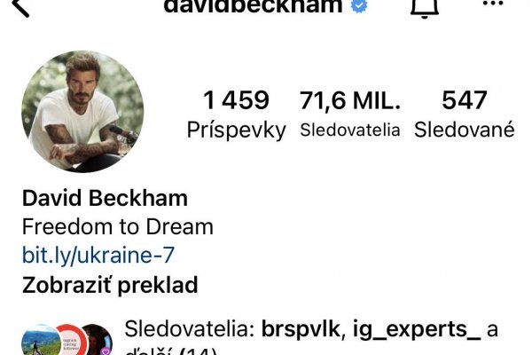 David Beckham odovzdal kontrolu nad instagramovým kontom ukrajinskej lekárke