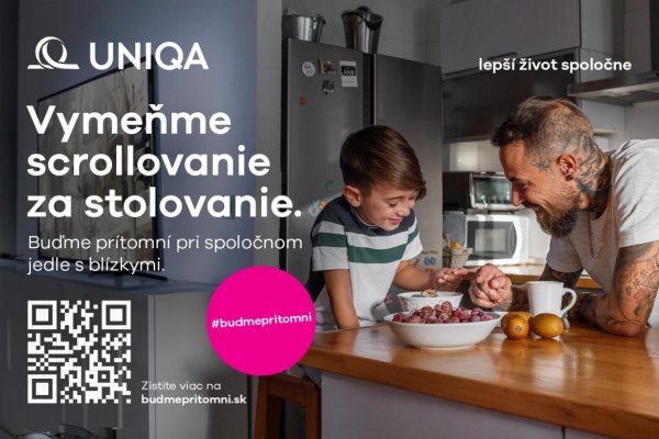Menej scrollovania, viac stolovania: UNIQA spúšťa kampaň Buďme prítomní a pozýva rodiny k spoločnému stolu 