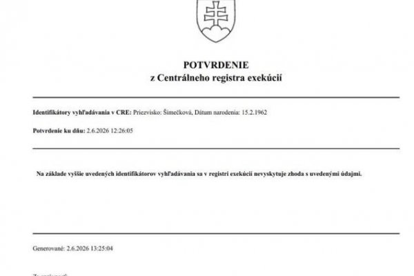 Voči Marte Šimečkovej ako fyzickej osobe žiadna exekúcia v súčasnosti neprebieha, uvádza  jej obhajca Harkabus