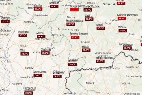 Na Slovensku padol opäť teplotný rekord, v Dolných Plachtinciach namerali 42,2 °C