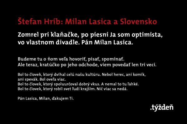 Štefan Hríb: Milan Lasica a Slovensko